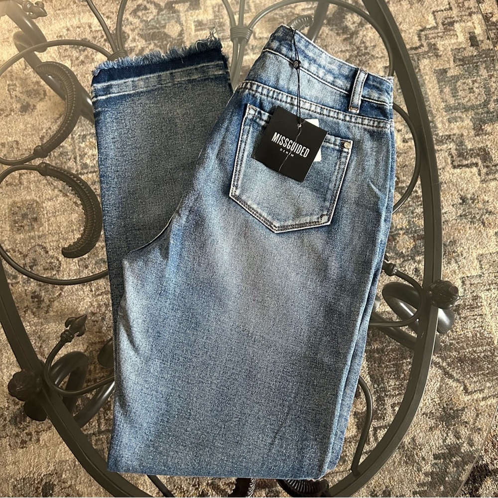 NWT Missguided Distressed Blue Denim Jeans
